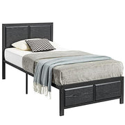 VECELO Twin Size Platform Bed Frame with Black Wood Headboard, Mattress Foundation, Strong Metal Slats Support, No Box Spring Needed Sunny Side Store
