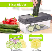 Vegetable Chopper, Multifunctional 12-In-1 Food Chopper with 8 Blades - Onion Chopper, Veggie Chopper, Chopper Vegetable Cutter/Slicer/Dicer