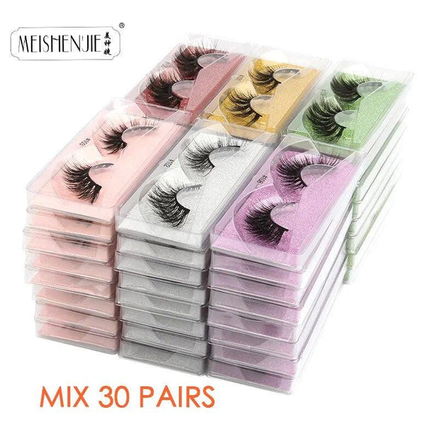 Wholesale Mink Eyelashes 4/10/30/100pcs 3d Mink Lashes Natural fake Eyelashes messy false Eye lashes Makeup False Lashes In Bulk - Sunny Side Store MEISHENJIE Official Store Mix-30-pairs-United-States 64.32