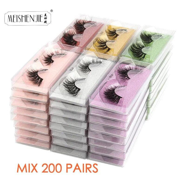 Wholesale Mink Eyelashes 4/10/30/100pcs 3d Mink Lashes Natural fake Eyelashes messy false Eye lashes Makeup False Lashes In Bulk - Sunny Side Store MEISHENJIE Official Store Mix-200-pairs-United-States 321.57