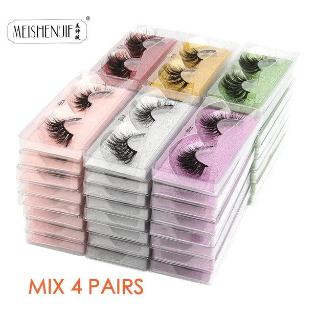 Wholesale Mink Eyelashes 4/10/30/100pcs 3d Mink Lashes Natural fake Eyelashes messy false Eye lashes Makeup False Lashes In Bulk - Sunny Side Store MEISHENJIE Official Store Mix-4-pairs-United-States 30.60