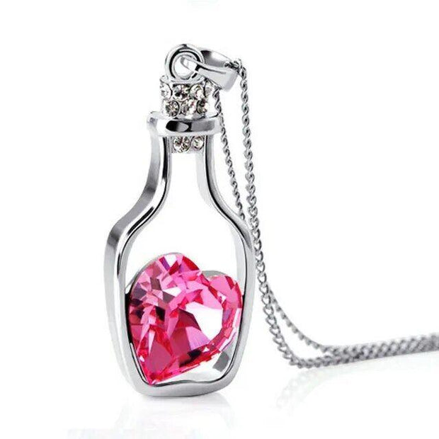 Women Pendant Necklace Creative Ladies Wishing Bottle Crystal Zircon Jewelry - Sunny Side Store