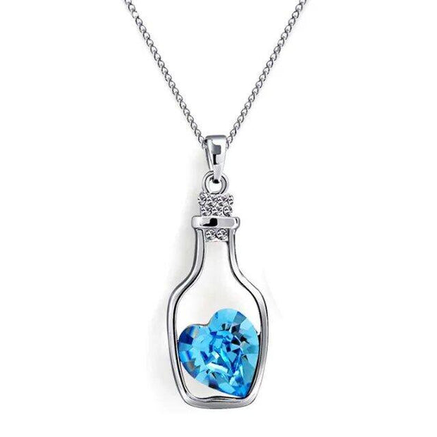 Women Pendant Necklace Creative Ladies Wishing Bottle Crystal Zircon Jewelry - Sunny Side Store