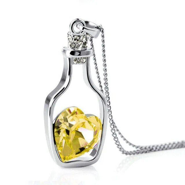 Women Pendant Necklace Creative Ladies Wishing Bottle Crystal Zircon Jewelry - Sunny Side Store