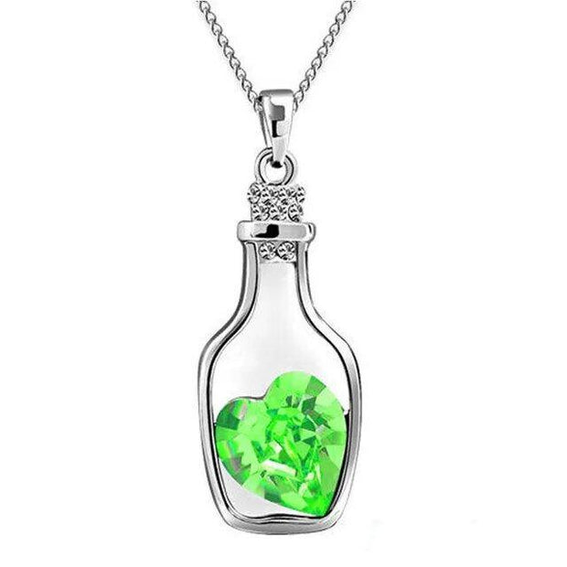 Women Pendant Necklace Creative Ladies Wishing Bottle Crystal Zircon Jewelry - Sunny Side Store