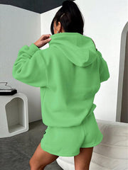 Women's new fashion loose solid color letter print sweatshirt shorts set - Sunny Side Store