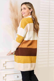 Woven Right Color Block Dropped Shoulder Cardigan - Sunny Side Store Trendsi  52.00