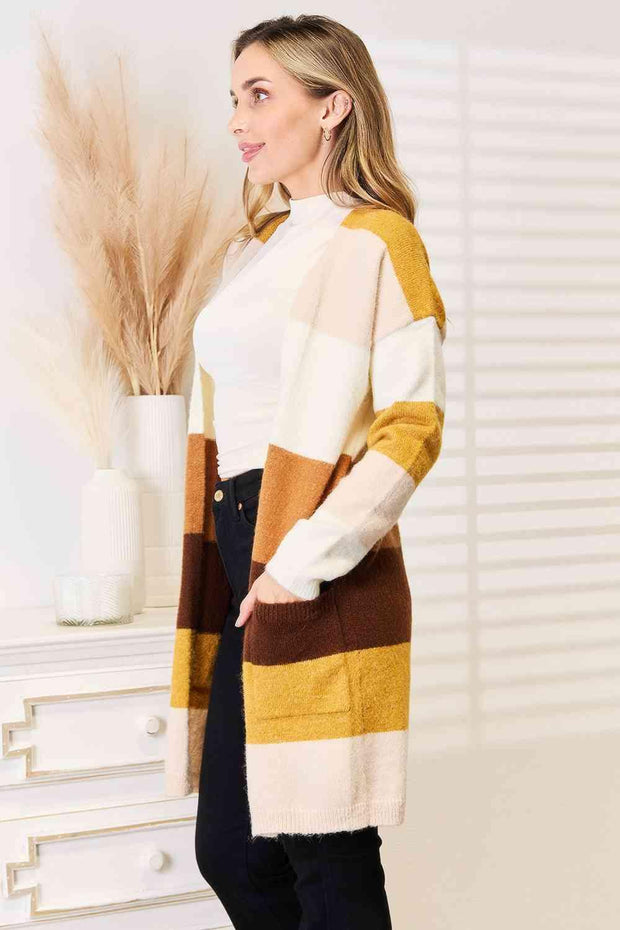 Woven Right Color Block Dropped Shoulder Cardigan - Sunny Side Store Trendsi  52.00